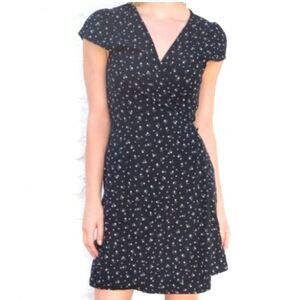 Brandy Melville Wrap Dress Navy Ditsy Floral V-Neck One Size Coquette